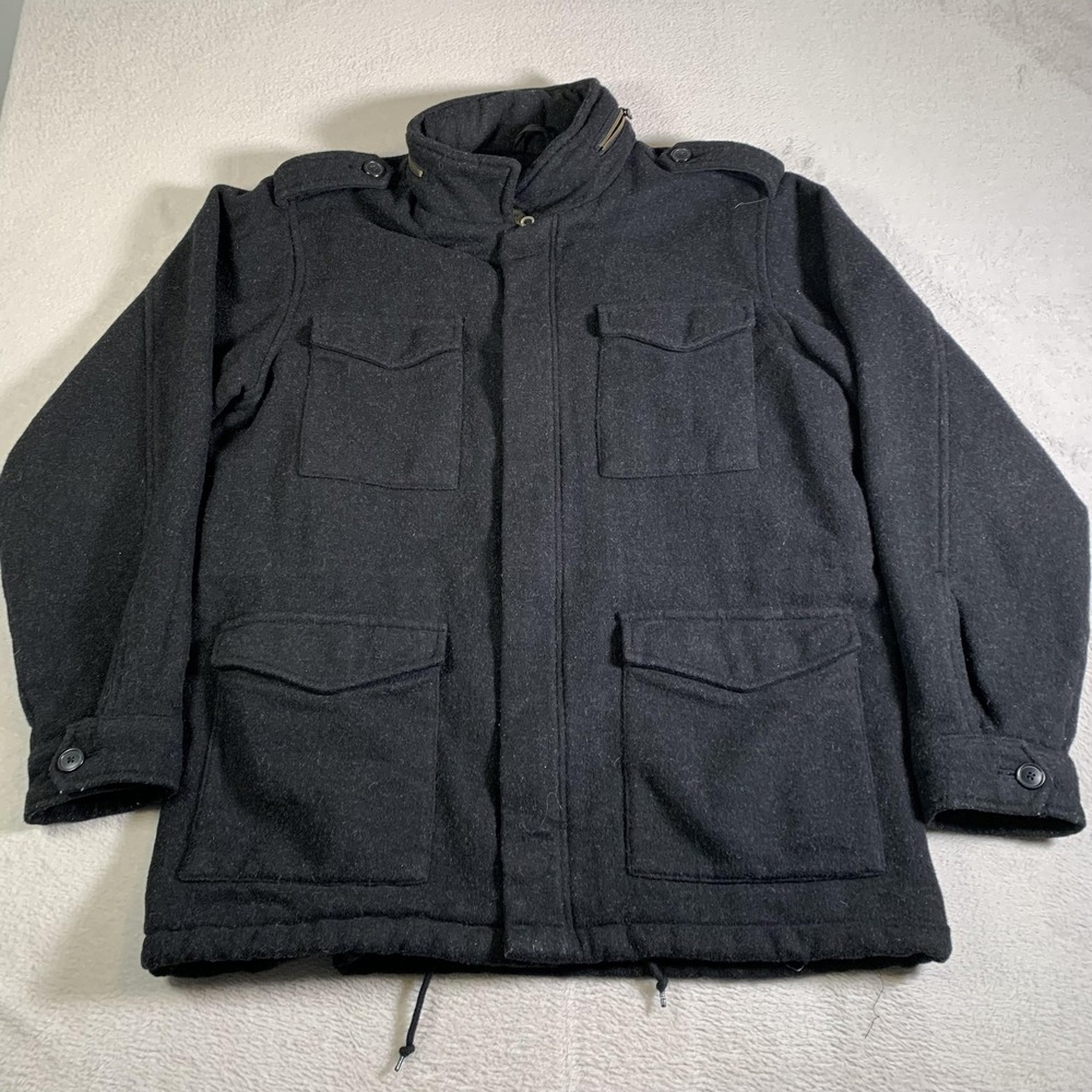 American Eagle Outfitters Jacket Mens XL Black Wool Blend Parka‎ Winter Coat
